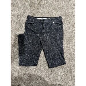 Tory Burch Wool Blend Tweed Slim Straight Leg Pants Black White Size M